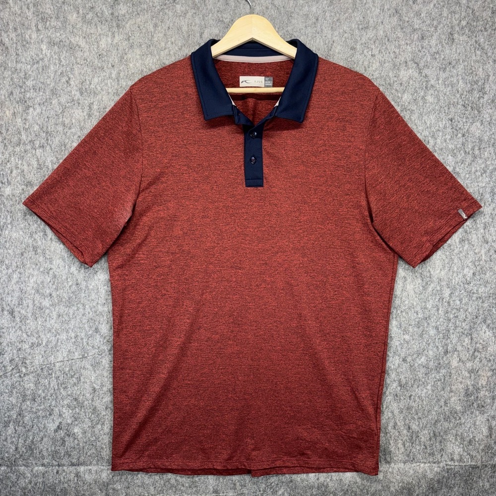 KJUS Luca Golf Polo Shirt Men's Medium Red Orange Blue Short Sleeve Stretch
